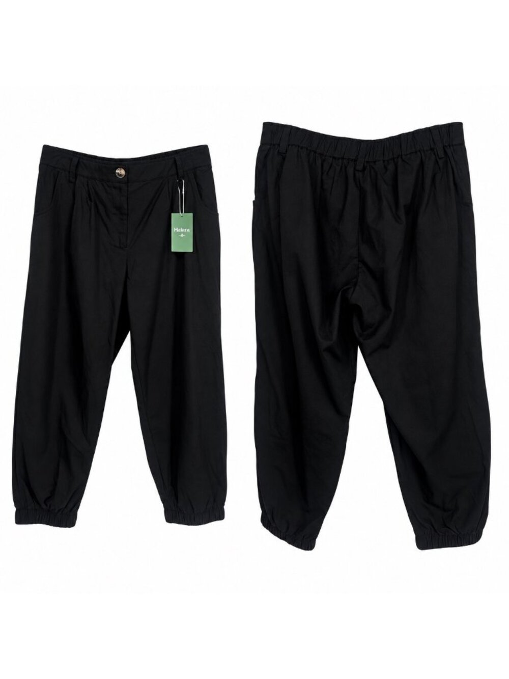 Halara Jogger Pants Women's LP Black Pleated Trouser Elastic Waist Streetwear